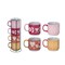Transpac Ceramic 17" Multicolor Stacked Mugs Set of 5, Wax-Resistant Stoneware, Pink/Red, 14oz, Dishwasher Safe, Everyday Use